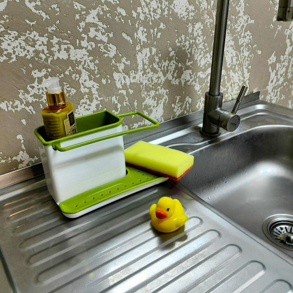 Органайзер для раковины 3в1 Daily Use / Подставка - держатель для губок и моющего средства